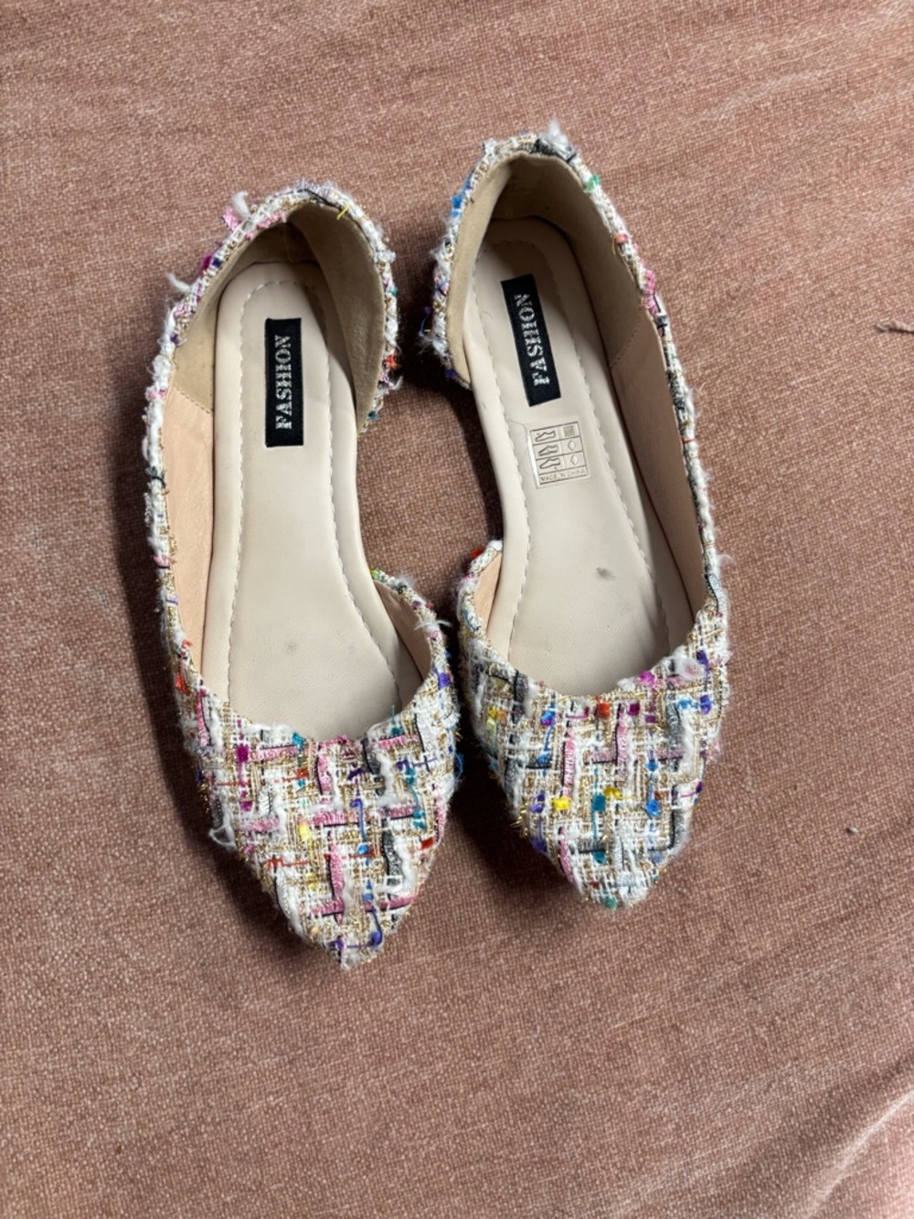 Women's Multicolor Tweed Pointed Flats